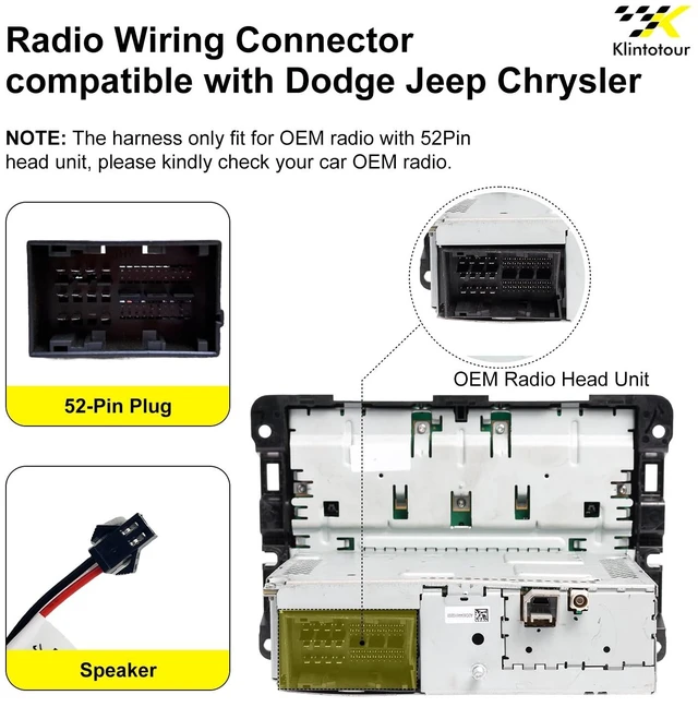 Alt view image 2 of 5 - Aftermarket Radio Wiring Adapter Compatible with Chrysler 2015-2018/Dodge 2014-2019/Jeep 2018-2019, 16Pin Android Car Stereo Harness with SWC Reverse, Fits for Ram Wrangler Grand Cherokee Challenger