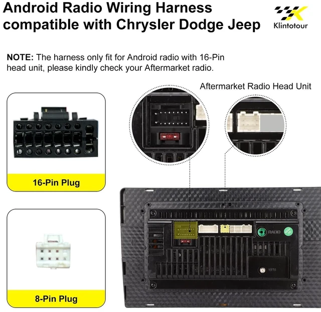 Alt view image 3 of 5 - Aftermarket Radio Wiring Adapter Compatible with Chrysler 2015-2018/Dodge 2014-2019/Jeep 2018-2019, 16Pin Android Car Stereo Harness with SWC Reverse, Fits for Ram Wrangler Grand Cherokee Challenger