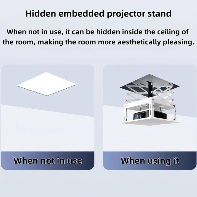 Alt view image 3 of 5 - BOZHENYULEI Electric Projector Ceiling Mount, Hidden Retractable Remote Control Projector Lift, Universal 39 inch Travel Distance, 22 lbs Max Load, 110V Low-Noise Motor for Home Theater Office