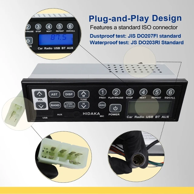 Alt view image 2 of 5 - ackacoo Universal M200 Bluetooth Tractor Excavator Radio USB AUX-in AM/FM