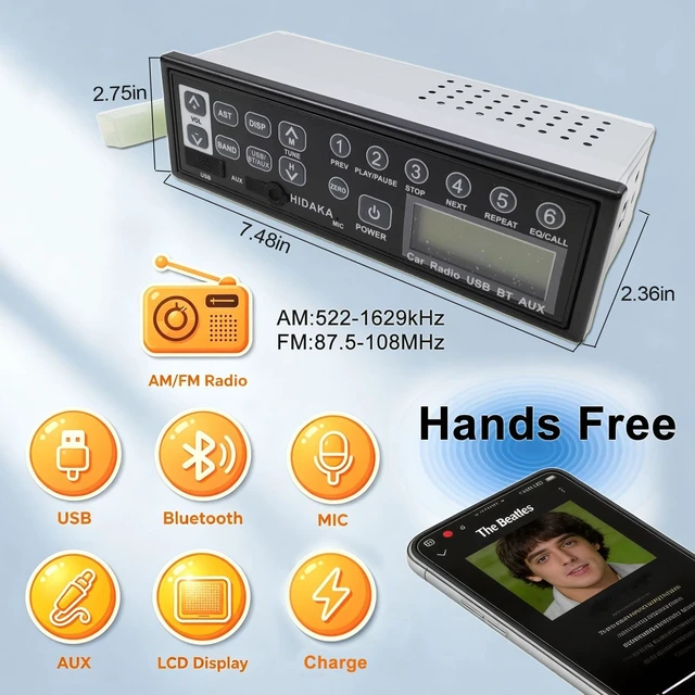 Alt view image 3 of 5 - ackacoo Universal M200 Bluetooth Tractor Excavator Radio USB AUX-in AM/FM