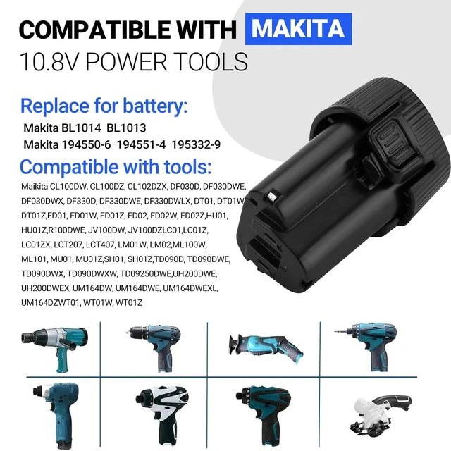 Alt view image 3 of 5 - 2Pack 3.5Ah 10.8V Battery Replacement for Makita BL1014 BL1013 194550-6