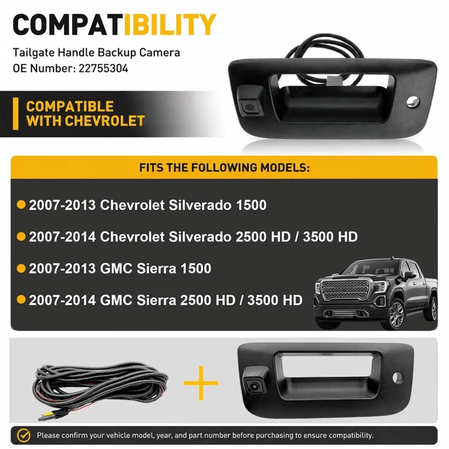 Alt view image 3 of 5 - 22755304 Backup Camera w/Tailgate Handle for Chevy Silverado & GMC Sierra