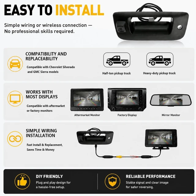 Alt view image 4 of 5 - 22755304 Backup Camera w/Tailgate Handle for Chevy Silverado & GMC Sierra