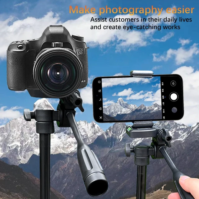 Alt view image 5 of 5 - 63" Camera Tripod, Professional Aluminum Stand for Mirrorless Camera/DSLR/Cell Phone/Camcorder, with Phone Holder, Black (63" Camera Tripod)