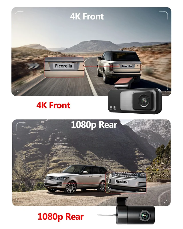 Alt view image 5 of 5 - 4K Dash Cam Front and Rear 3.2in HD Wireless Mounted Camera for Cars,Built-in 5GWiFi&G-Sensor,Super Night Vision,HDR, Loop Recording App Control 24 Hours Parking Monitor Included 32GB Card