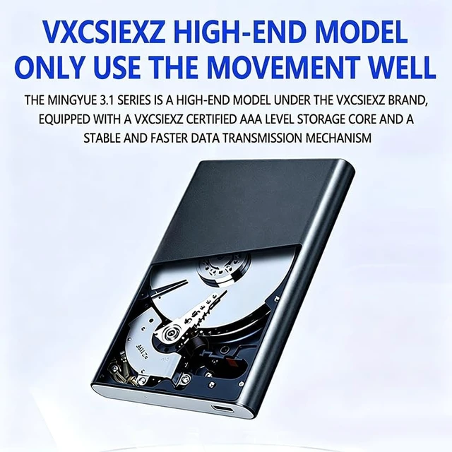 Alt view image 4 of 5 - Vxcsiexz 500GB Portable External HDD - USB 3.0/2.0 Compatible, Shock/Dust/Rain Resistant for Mac & PC