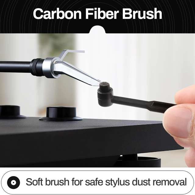 Alt view image 4 of 5 - Vinyl Record Cleaning Kit Cleaner Player Cleaning Accessories Album Care Velvet Anti Static Carbon Fiber Stylus Brush Rubber Blower Record Mitts Storage Bag (7-in-1 Vinyl Record Cleaning Kit)