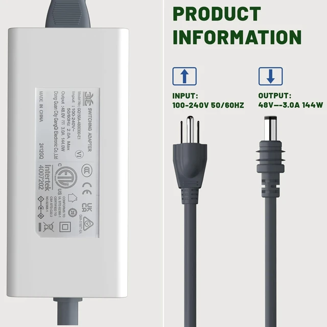 Alt view image 4 of 5 - Starlink Power Supply Adapter for Gen 3 &Mini,ETL Listed/ 48V 3A /144W AC to DC Adapter Replacement Power Supply for Starlink V3&Mini