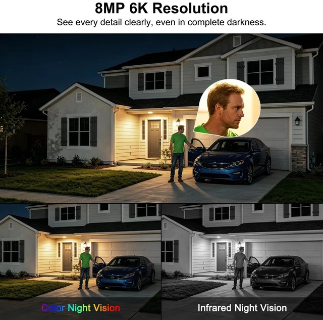 Alt view image 4 of 5 - 8MP 6K Triple Lens Solar Security Camera Outdoor Wireless, Dual-Band 5GHz/2.4GHz WiFi PTZ Camera, Color Night Vision, PIR Human Detection, Auto Tracking, 2-Way Audio for Home, Yard, Garage, Far