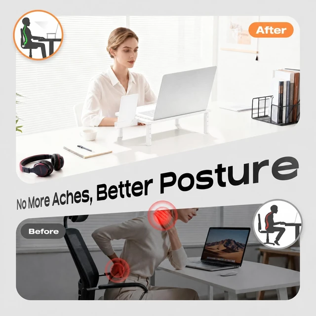 Alt view image 4 of 5 - Canyora Computer Monitor Stand Riser for Desk, 3 Height Adjustable PC Laptop TV Desktop Monitor Stand Shelf, Metal Printer Table with Phone Holder, Stand Riser for Desk, Office Desk Organizers and Acc