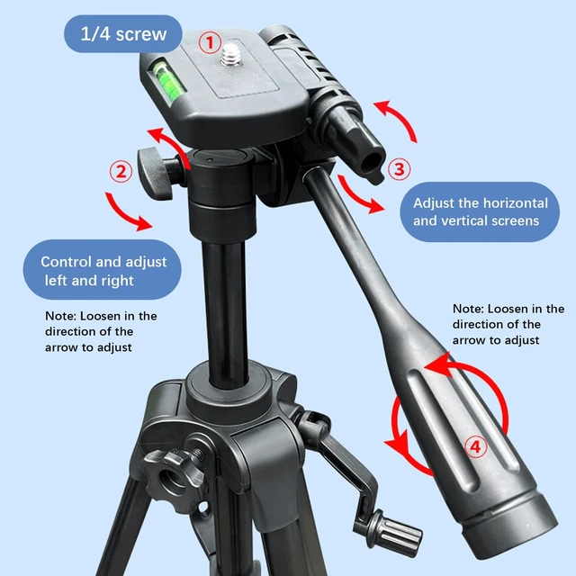 Alt view image 3 of 5 - 63" Camera Tripod, Professional Aluminum Stand for Mirrorless Camera/DSLR/Cell Phone/Camcorder, with Phone Holder, Black (63" Camera Tripod)