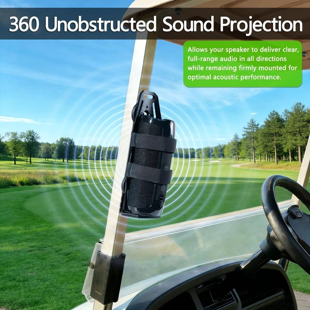 Alt view image 2 of 5 - Van Helga Magnetic Speaker Mount for Golf Cart, Speaker Holder Compatible with JBL Charge 4/5/6 and Flip 5/6/7, Adjustable Strap Portable Speaker Accessory, Golf Cart Accessories