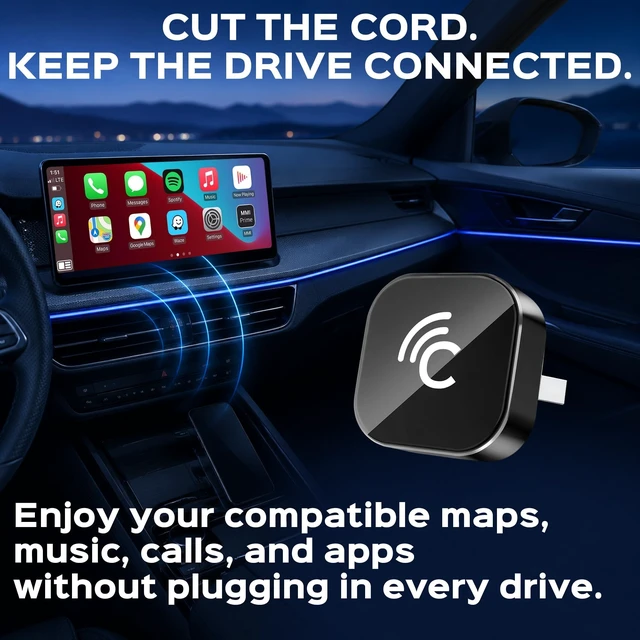 Alt view image 3 of 5 - CreativeAudio CarPlay/Android Auto Wired to Wireless Adapter