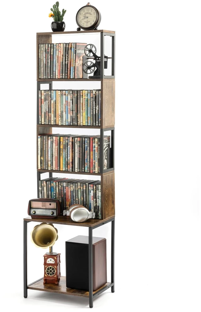 Main image of Aquzee DVD Shelf, 6-Tier CD Storage Rack, Video Game Disc Rack Tower