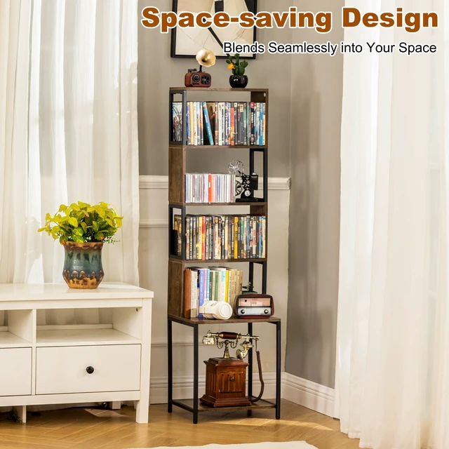 Alt view image 5 of 5 - Aquzee DVD Shelf, 6-Tier CD Storage Rack, Video Game Disc Rack Tower