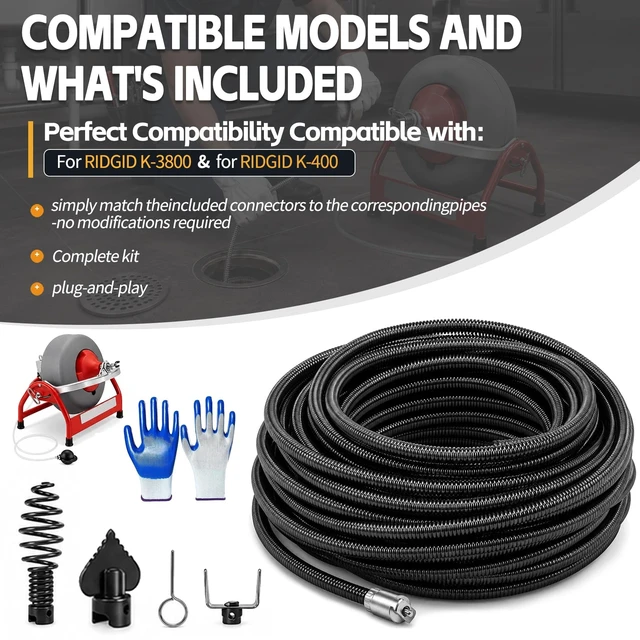 Alt view image 2 of 5 - 87597 C-45IW Inner 1/2" X 75' 45IW Solid Core Clean Snake Cable for RIDGID
