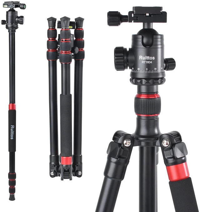 Main image of 64 Camera Tripod and Monopod Kit with Panoramic Ball Head, Heavy Duty Complete Tripod for Canon, Nikon, Sony...Aluminum Alloy Made, Durable, Stable and Silk for Photography, Videography