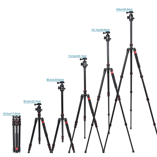 Alt view image 2 of 5 - 64 Camera Tripod and Monopod Kit with Panoramic Ball Head, Heavy Duty Complete Tripod for Canon, Nikon, Sony...Aluminum Alloy Made, Durable, Stable and Silk for Photography, Videography