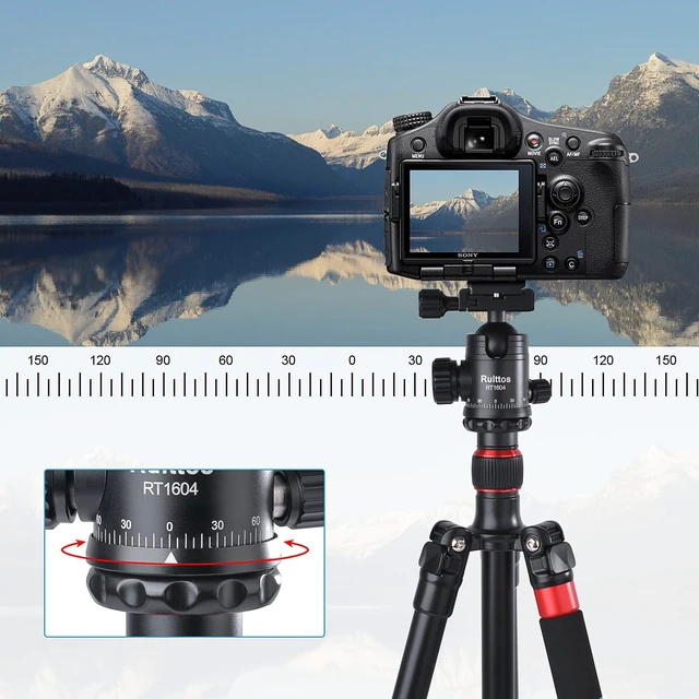 Alt view image 5 of 5 - 64 Camera Tripod and Monopod Kit with Panoramic Ball Head, Heavy Duty Complete Tripod for Canon, Nikon, Sony...Aluminum Alloy Made, Durable, Stable and Silk for Photography, Videography