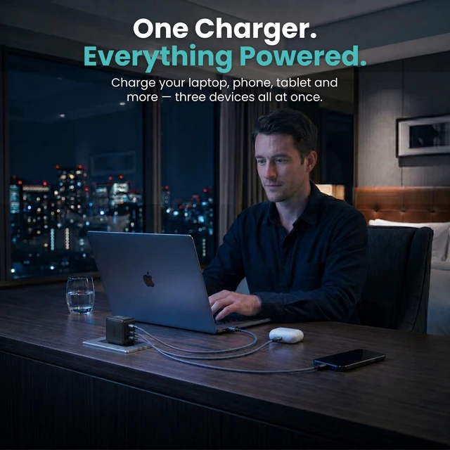 Alt view image 5 of 5 - Gansta 140W USB-C GaN Laptop World Charger