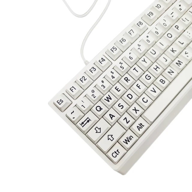 Alt view image 2 of 5 - BLEWAY Large Print Computer Mechanical Keyboard ^^ High Contrast Black and White Keys ^^ Visually Impaired ^^ Makes Typing Easy