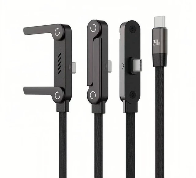 Main image of 2 Pack, Newer Version of Phone Charger with Stand, Type-C to Type-C, Fast Charging Cable with Stand, Compatible with iPhone, 240W Fast Charging, (Black)