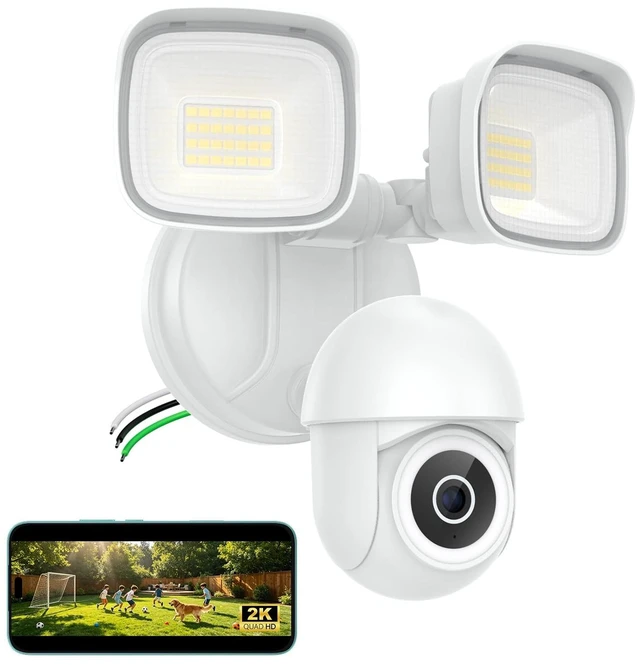 Main image of Meloght 2K Floodlight Camera, 360 PTZ 3500LM Hardwired Security Cam
