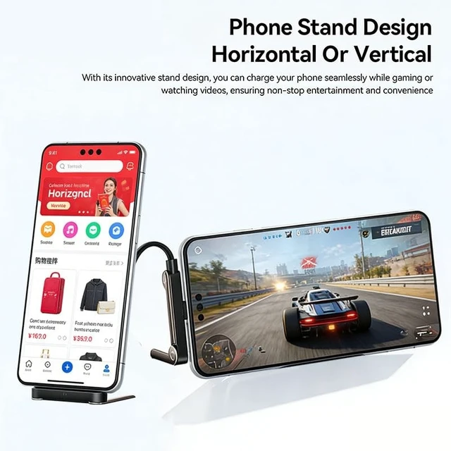 Alt view image 5 of 5 - 2 Pack, Newer Version of Phone Charger with Stand, Type-C to Type-C, Fast Charging Cable with Stand, Compatible with iPhone, 240W Fast Charging, (Black)