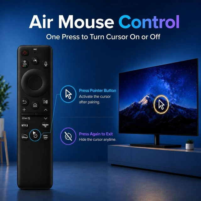 Alt view image 5 of 5 - Voice Remote for Samsung Smart TV,2019-2026,Rechargeable USB-C Charging