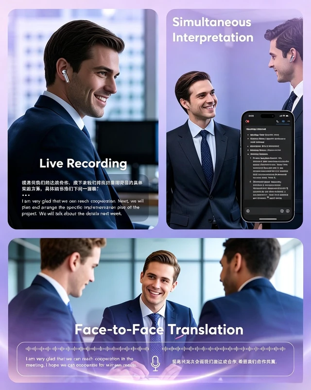 Alt view image 3 of 5 - Open Ear Buds Wireless Bluetooth Headphones, Two-Way AI Real-Time Translation Earbuds, 174 Languages Supported, 90H Playtime, HiFi Stereo, IP68 Waterproof Open Ear Earphones for Running Gym Wor