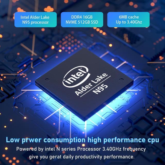 Alt view image 2 of 6 - Laptop 15.6" IPS 1080P Notebook PC,16GB DDR4 512GB SSD, Quad-Core Intel 12th Gen N95 Processor, HD Camera,Windows 11 Pro Laptop, Fingerprint Unlock, Backlit Keyboard USB3.0 Port
