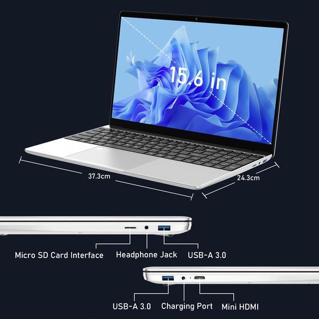Alt view image 5 of 6 - Laptop 15.6" IPS 1080P Notebook PC,16GB DDR4 512GB SSD, Quad-Core Intel 12th Gen N95 Processor, HD Camera,Windows 11 Pro Laptop, Fingerprint Unlock, Backlit Keyboard USB3.0 Port
