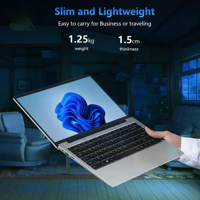 Alt view image 5 of 7 - Thin Laptop 14.1Inch Laptop 8GB RAM 512GB SSD, IPS1080PLaptop, Intel Quad-Core(Up to 2.7GHz) J4125 Processor Windows 11 Pro Laptop, HD Camera, Dual Frequency WiFi(2.4G/5G)