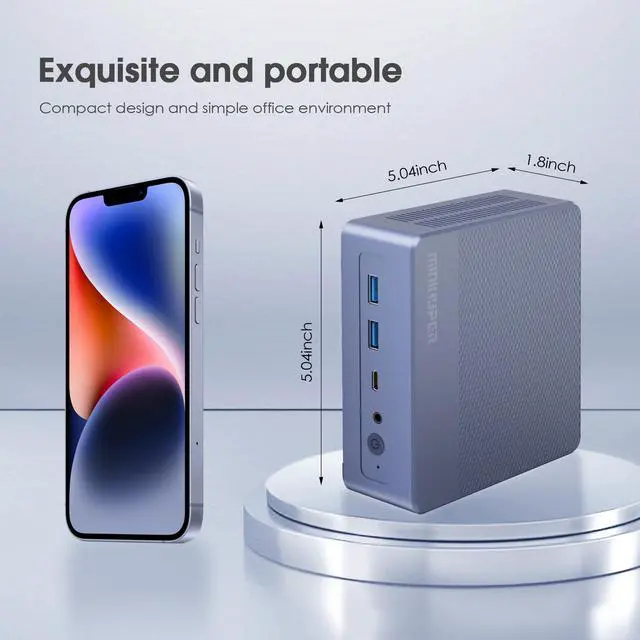 Alt view image 6 of 7 - MiniHyper N95 Mini PC,Intel 12th N95 (up to 3.4GHz) Mini Computer, 16GB RAM 1TB SSD, USB3.0, Support 4K UHD Dual HDMI DP BT5.1, Dual Band WiFi VESA Mount