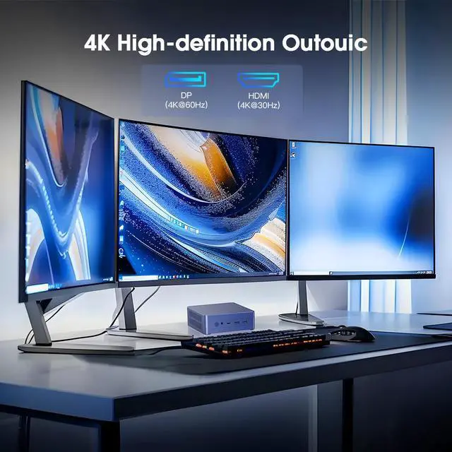 Alt view image 7 of 7 - MiniHyper N9 Mini PC Windows 11 Pro, Intel 12th N95 (up to 3.4GHz) Mini PC, 16GB RAM 512GB M.2 SSD, USB3.2,Mini PC N95 Support 4K UHD Dual HDMI BT5.1, Dual Band WIFI| VESA Mount | Home Office Business
