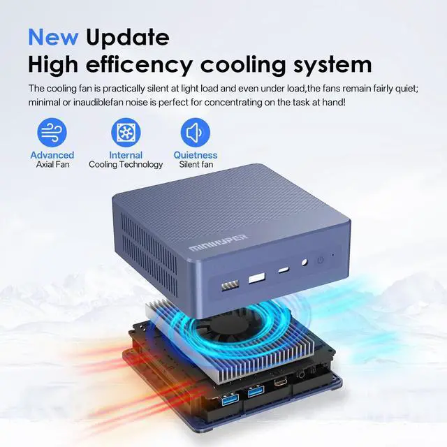 Alt view image 2 of 7 - MINIHYPER N95 Mini PC, Compatible with Intel 12th N95 (up to 3.4GHz) Mini Computer, 16GB RAM 512GB SSD, USB3,Mini PC N95 Support 4K UHD Dual HDMI BT5.1, Dual Band WiFi