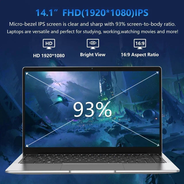 Alt view image 3 of 7 - Laptop Computer 14.1Inch Laptop 8GB RAM 512GB SSD, IPS1080PLaptop, Intel Quad-Core(Up to 2.7GHz) J4125 Processor Laptop, HD Camera, Dual Frequency WiFi(2.4G/5G)