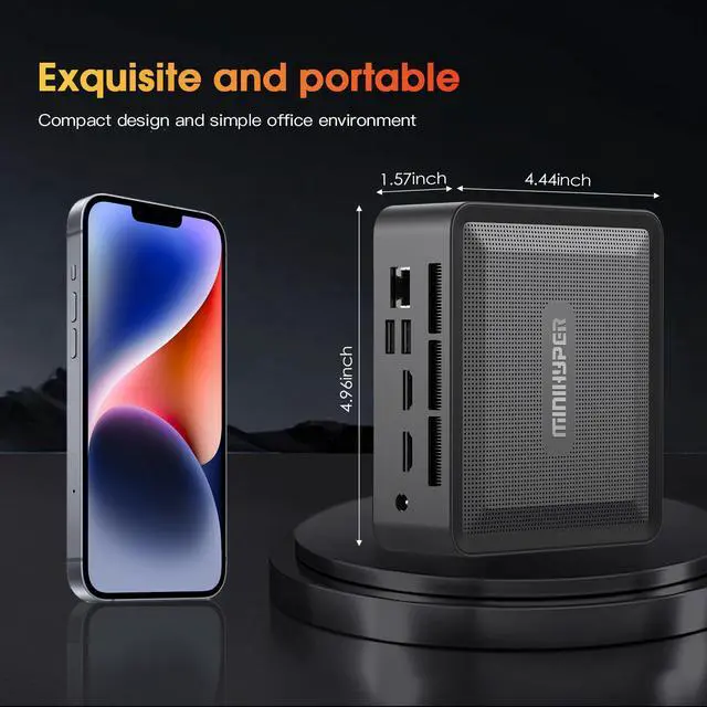 Alt view image 5 of 7 - MiniHyper Mini PC AMD Ryzen 7 5825U 8-Core up to 4.5GHz, 8GB DDR4 RAM, 512GB SSD,2-year warranty, Triple 4K Display, Desktop Mini Computer for Home Office Business