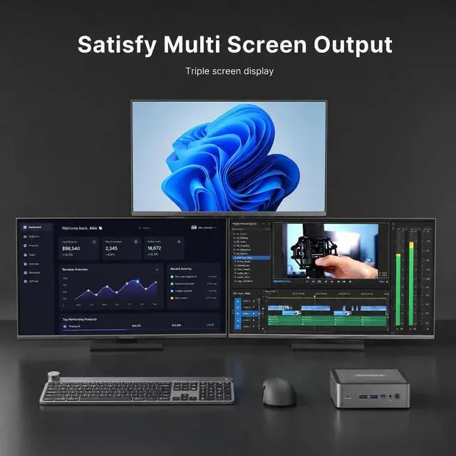 Alt view image 3 of 7 - MINIHYPER Mini PC, AMD Ryzen 7 5825U, 8GB RAM, 512GB SSD, Triple 4K, WiFi 6, Windows 11 Pro