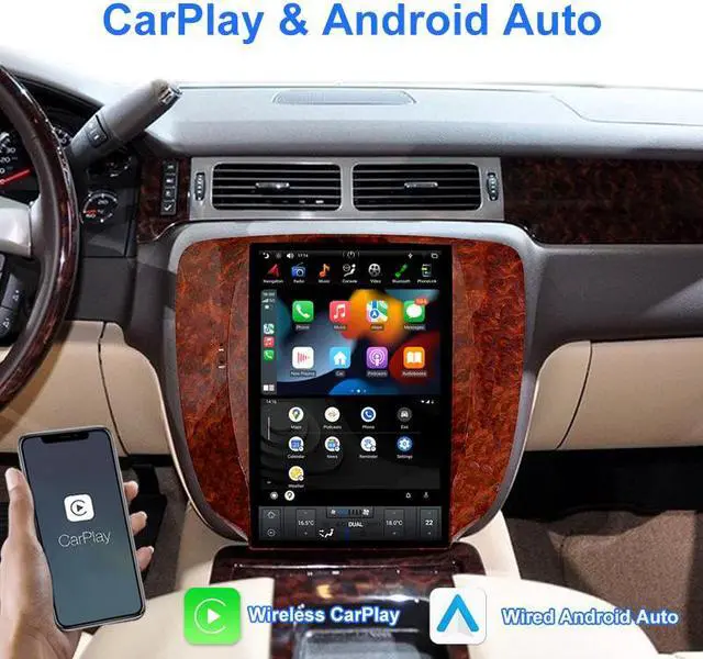 Alt view image 4 of 7 - KSPIV 12.1'' IPS Screen Android 9.0 Car Stereo for GMC Yukon/Chevrolet Tahoe Silverado 2007-2012 Compatible with Auto A/C Car Radio Player 4+64GB in Dash 1 Din Carplay Android Auto Voice Control DSP