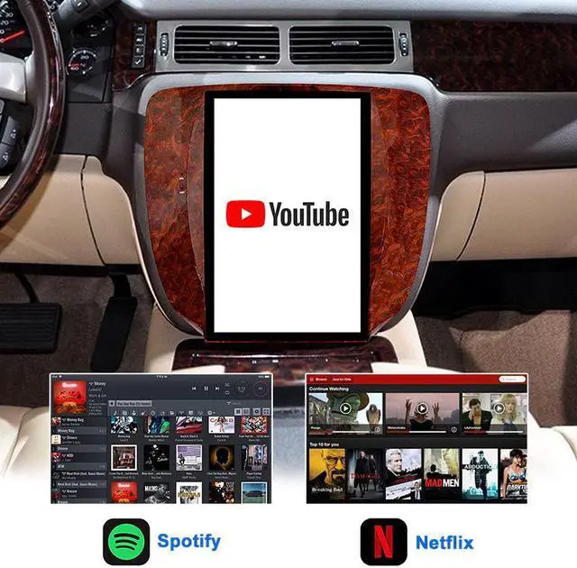 Alt view image 7 of 7 - KSPIV 12.1'' IPS Screen Android 9.0 Car Stereo for GMC Yukon/Chevrolet Tahoe Silverado 2007-2012 Compatible with Auto A/C Car Radio Player 4+64GB in Dash 1 Din Carplay Android Auto Voice Control DSP