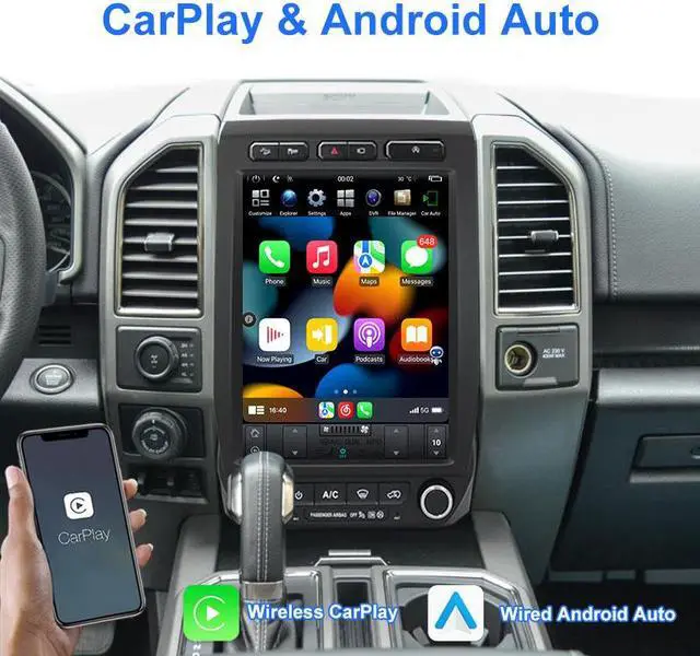 Alt view image 3 of 7 - KSPIV 12.1 Inch Car Radio for Ford F150 /Raptor 2015-2021, Tesla Style Touch Screen Head Unit with Wireless CarPlay/Android Auto, 4+64G GPS Navigation, BT, WIFI, Bluetooth Voice Control