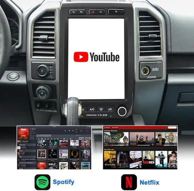 Alt view image 6 of 7 - KSPIV 12.1 Inch Car Radio for Ford F150 /Raptor 2015-2021, Tesla Style Touch Screen Head Unit with Wireless CarPlay/Android Auto, 4+64G GPS Navigation, BT, WIFI, Bluetooth Voice Control