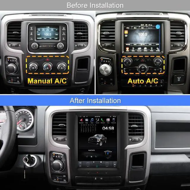 Alt view image 2 of 7 - KSPIV 10.4 Inch Android Car Radio for Dodge Ram 1500 2500 3500 2013-2017 GPS Navigation Tesla Style Touch Screen Multimedia Player Wireless CarPlay & Andriod Auto 4G+64G BT+SWC+USB+WiFi