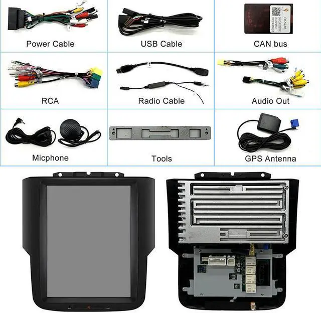 Alt view image 7 of 7 - KSPIV 10.4 Inch Android Car Radio for Dodge Ram 1500 2500 3500 2013-2017 GPS Navigation Tesla Style Touch Screen Multimedia Player Wireless CarPlay & Andriod Auto 4G+64G BT+SWC+USB+WiFi