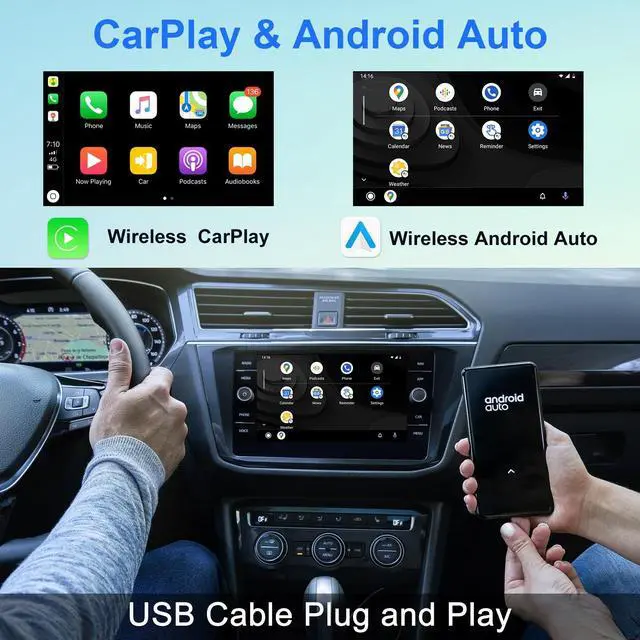 Alt view image 4 of 6 - KSPIV Android Wireless CarPlay AI Box Adapter 8-Core 4+64G System for Factory Wired CarPlay Vehicles, Plug and Play, Supports Wireless Android Auto, YouTube, Netflix, Built-in GPS, BLT, WiFi - Black