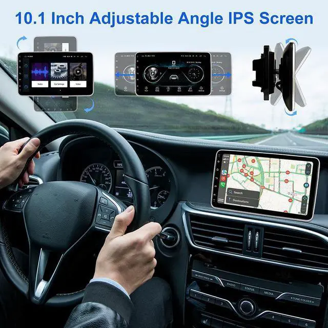 Alt view image 4 of 7 - KSPIV 10.1 Inch Android 13 Single Din Universal Car Stereo with 180-Degree Rotation Screen Autoradio Featuring Apple Carplay, Android Auto, GPS Navigation, Bluetooth 5.0, and Backup Camera
