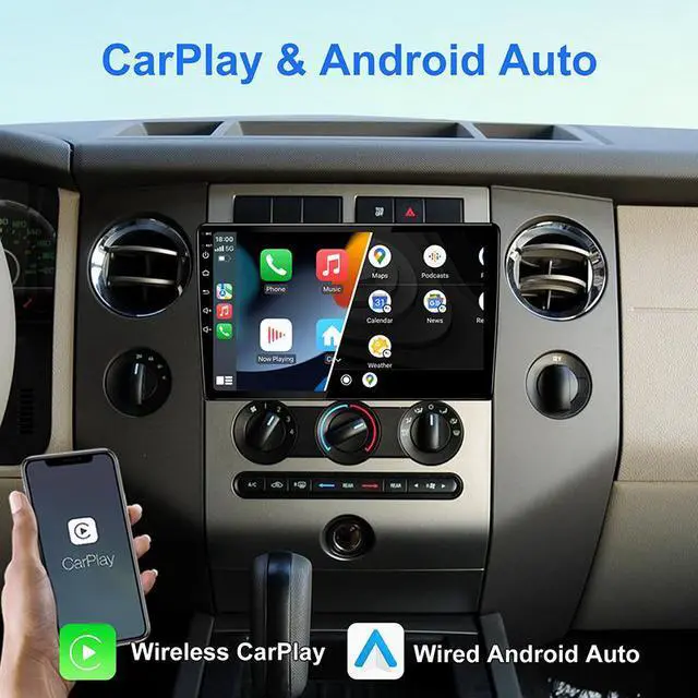 Alt view image 3 of 7 - KSPIV 10.1 Inch Android Car Radio Stereo Carplay & Android Auto Double Din Touch Screen Car Multimedia Player Built-in BT 5.0 4G+64G FM/AM/RDS GPS Navigation DSP USB/AUX Port SWC Backup Camera