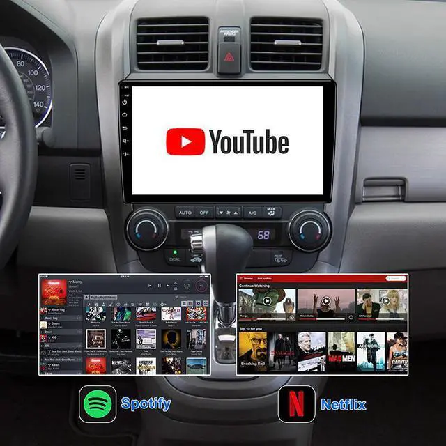 Alt view image 5 of 7 - KSPIV 10.1 Inch Android Car Radio Stereo Carplay & Android Auto Double Din Touch Screen Car Multimedia Player Built-in BT 5.0 4G+64G FM/AM/RDS GPS Navigation DSP USB/AUX Port SWC Backup Camera